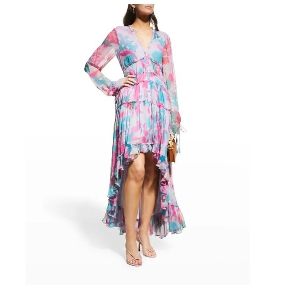 NWT ROCOCO SAND Floral-Print Chiffon High-Low Maxi Dress - Picture 1 of 13